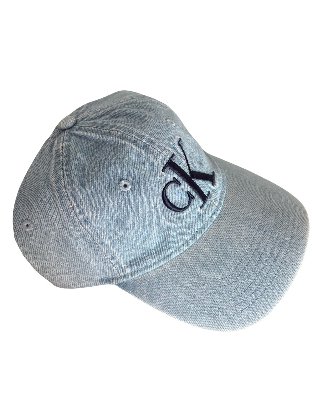 NWT Calvin Klein CK Denim Varsity Logo Baseball Cap Light Wash
